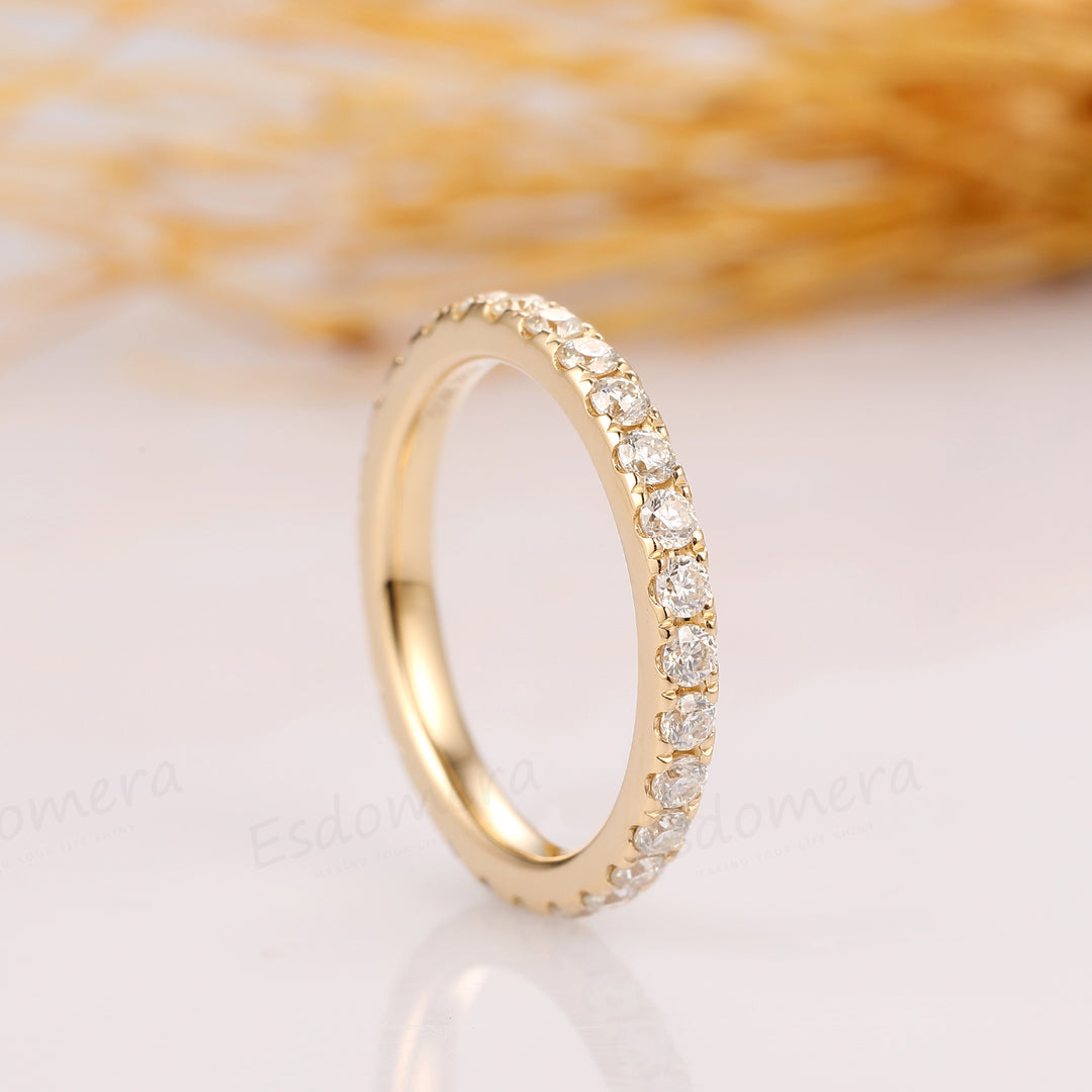 Full Eternity Moissanite Wedding Band Rose Gold Wedding Ring
