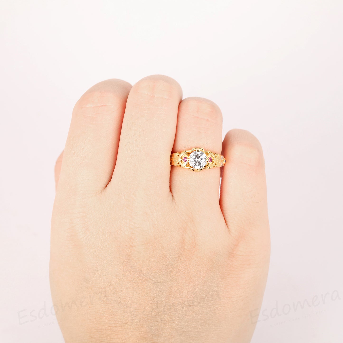 Game Ring, 1ct Round Cut Esdomera Moissanite Ring, Geeks Promise Ring