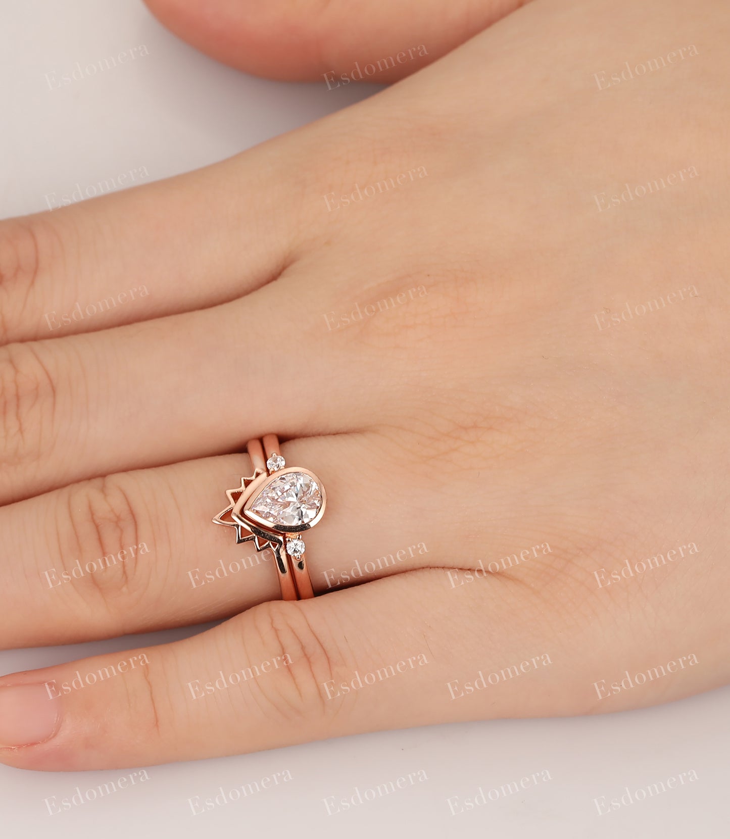 Art Deco Pear Cut 1.3CT Moissanite Bridal Sets, Vintage Wedding Engagement Ring For Women