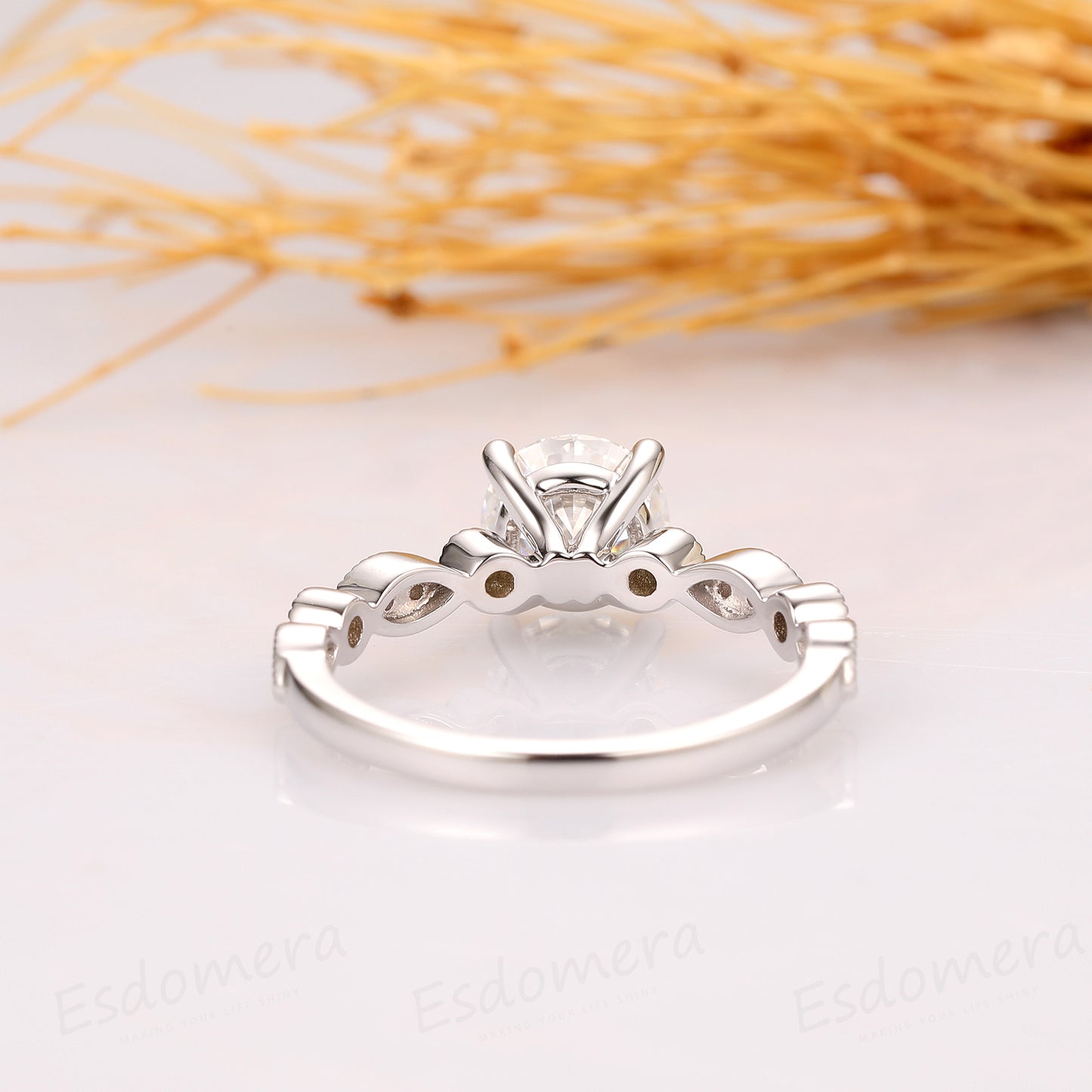 1.5CT Round Cut Moissanite Ring, 14k Solid Gold Ring, Engagament Ring