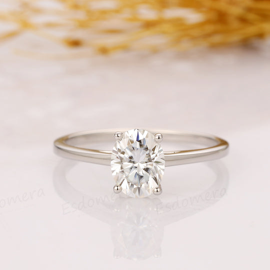 2.1CT Oval Cut Moissanite Engagement Ring, Solitaire Wedding Ring