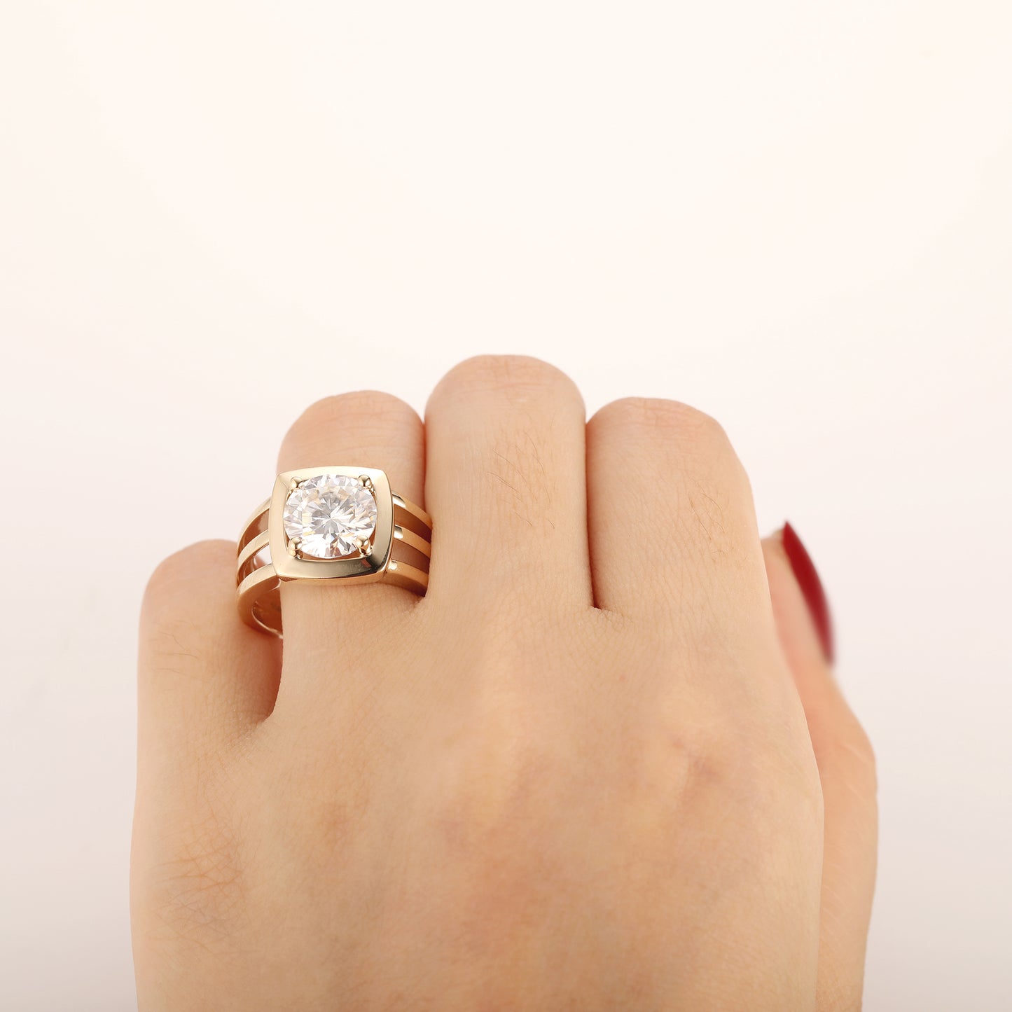 3.0CT Round Cut Moissanite Anniversary Ring, 14k Yellow Gold Engagement Ring For Women