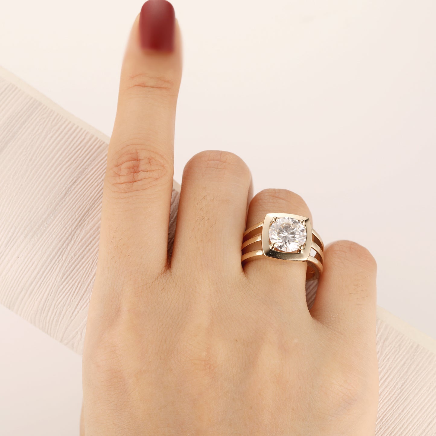 3.0CT Round Cut Moissanite Anniversary Ring, 14k Yellow Gold Engagement Ring For Women