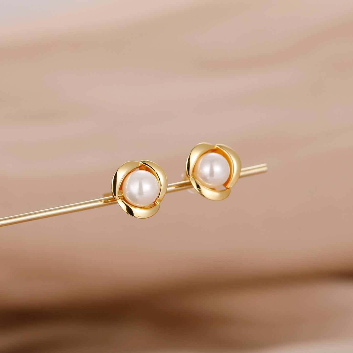 Esdomera 6mm Round Shape Natural White Shell Pearl Studs Earrings In Sterling Silver, Shell Pearl Earrings, Gifts For Her