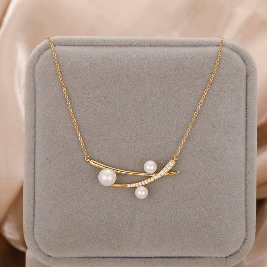 Natural Shell Pearl Necklace For Women, Christmas Gifts, 925 Sterling Silver Necklace, Simulated Diamond Necklace