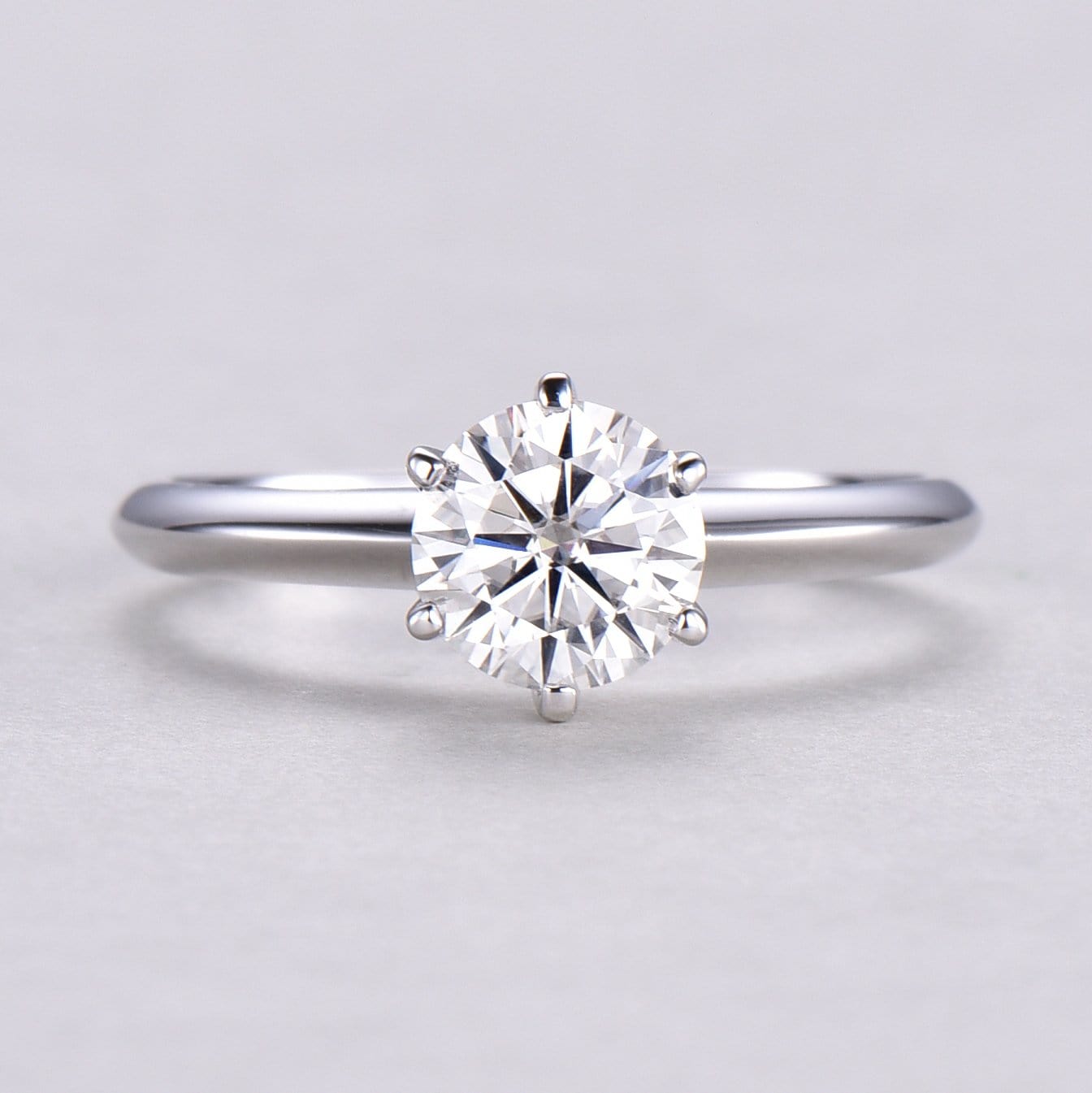 Round Cut 1ct Moissanite Solitaire 6 Prong Set Engagement Ring-Custom Order