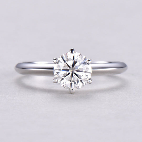 Round Cut 1ct Moissanite Solitaire 6 Prong Set Engagement Ring-Custom Order