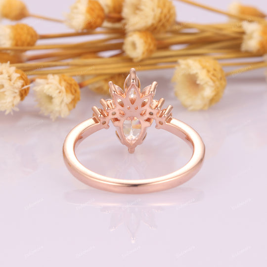 1.3CT Pear Cut Moissanite Engagement Ring, 14K Rose Gold Anniversary Gift For Fiancee
