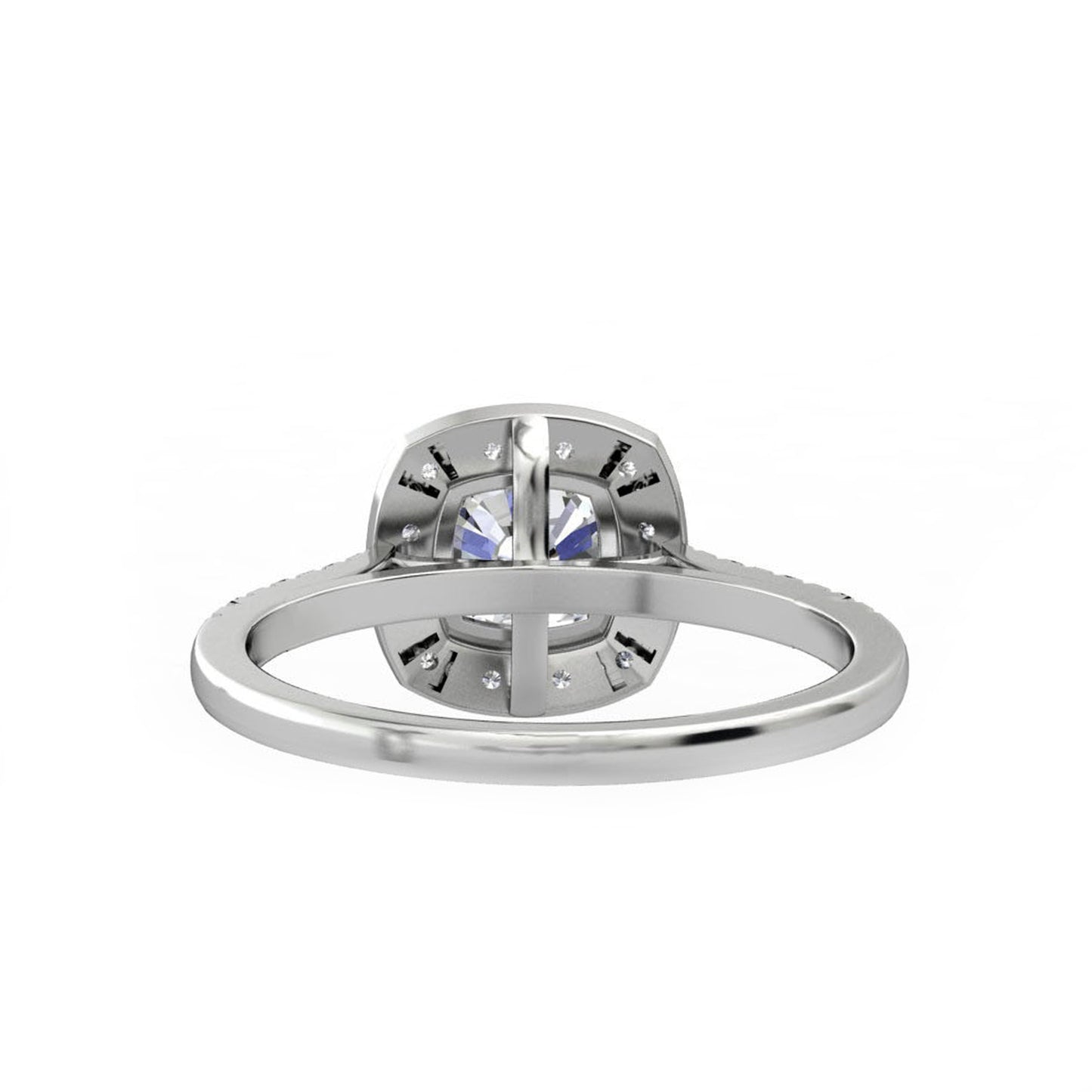 Half Eternity Halo Ring, 1.1CT Cushion Cut Moissanite Engagement Ring