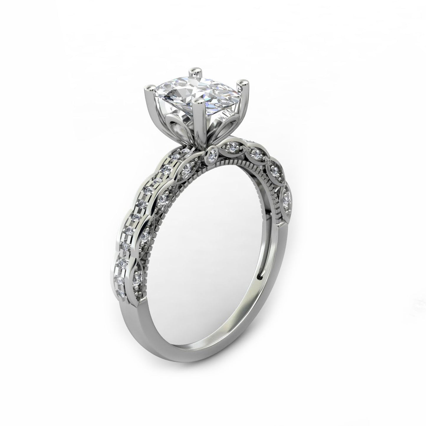 Half Eternity Women's Ring, 1.5CT Oval Cut Moissanite Wedding Ring
