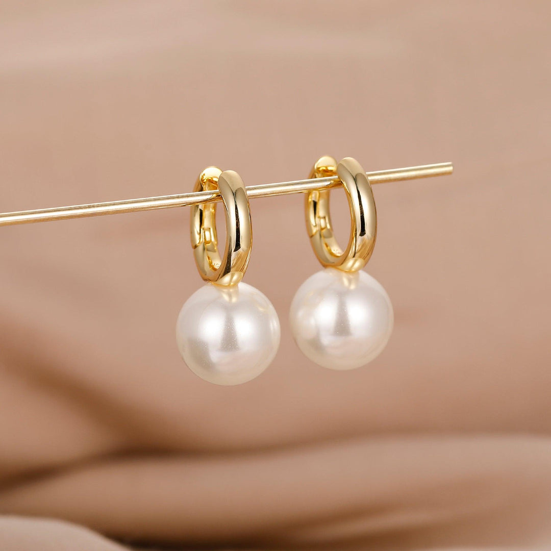 Esdomera Elegant Natural Shell Pearl 12mm Studs Earrings, Sterling Silver Earrings, Silver Jewelry For Her - Esdomera