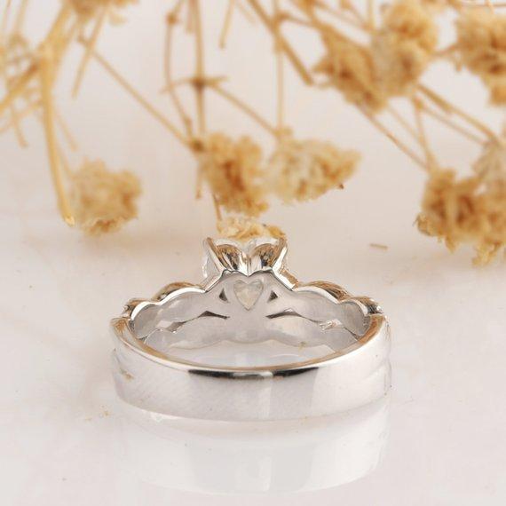 Heart Shape 1CT Moissanite Engagement Ring, Rope Style Promise Ring