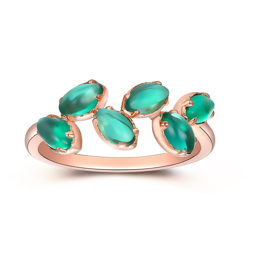 Marquise Cut 1.2CT Emerald Engagement Ring, Leaf Vine Shaped Emerald Ring, 14K Rose Gold May Birthstone Ring - Esdomera