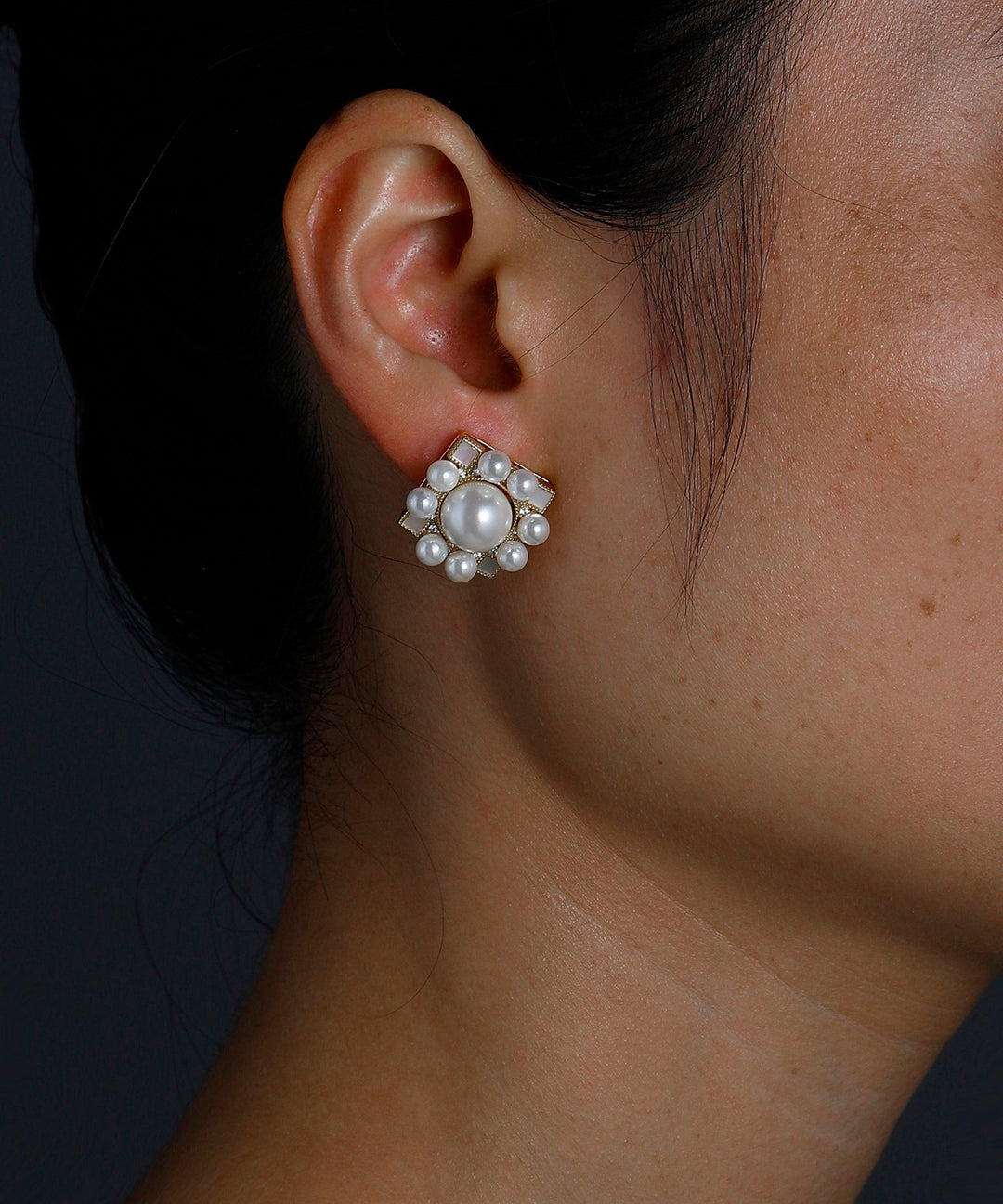 Natural Shell Pearl 10mm Studs Earrings, Sterling Silver Earrings, Beach Jewelry, Simulated Diamond Earrings For Women - Esdomera